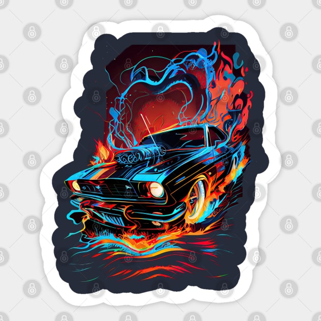 Dodge Charger Daytona - Psychedelic Volcanic Race Sticker by GlossyEmpress